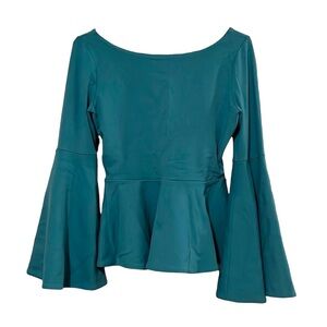 NWT Susana Monaco Turquoise Bell Sleeve Peplum Top S